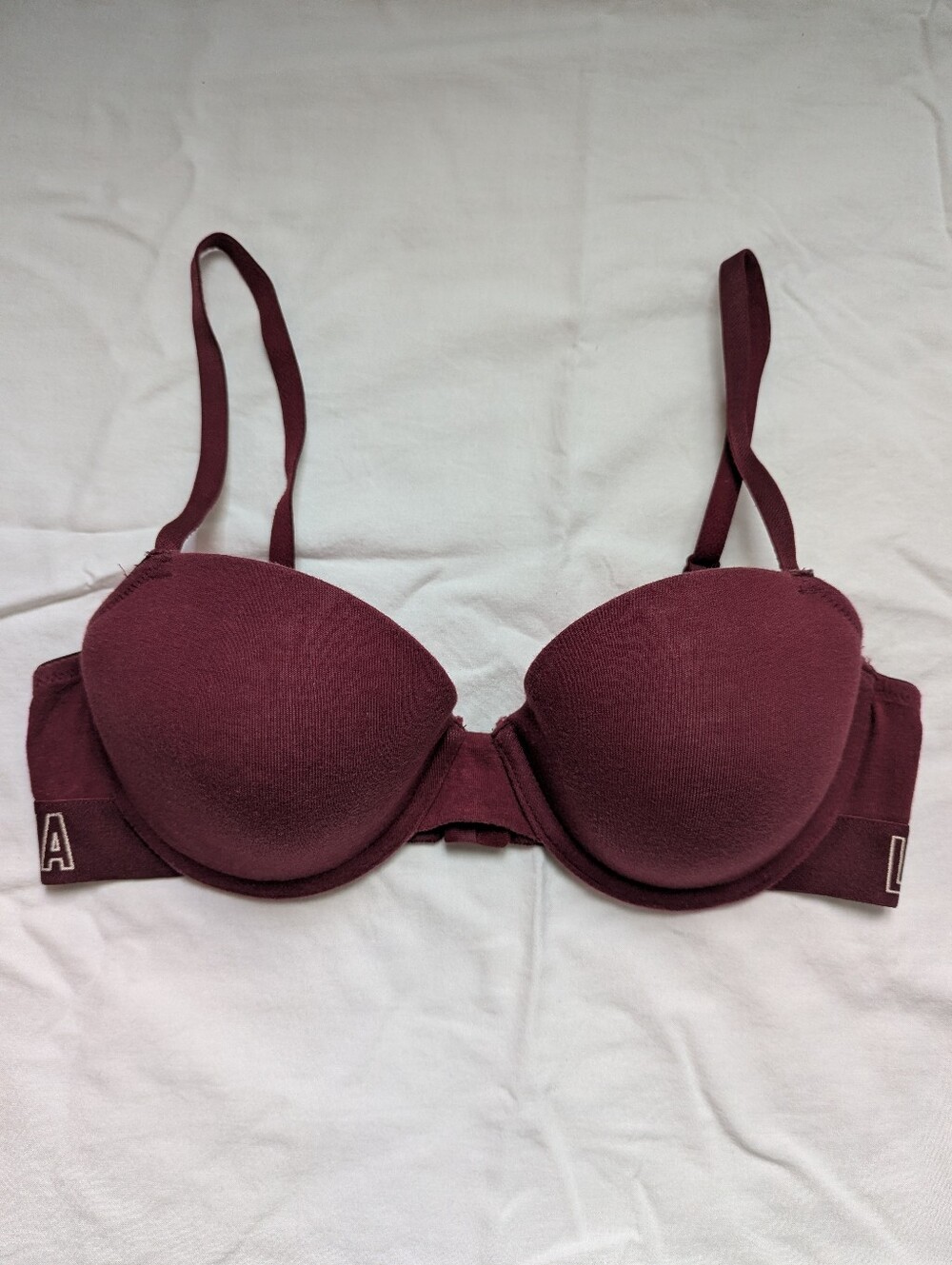 La Senza Remix Lightly Lined Cotton Balconnet Bra 34C Burgundy